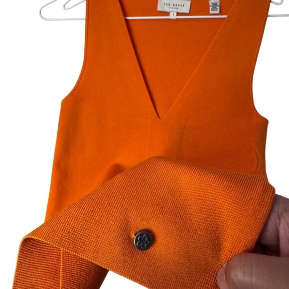 Ted Baker orange sarhaa knitted sweater vest size US 4 - Picture 4 of 10